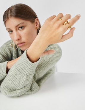 Anillo semicircular Tous Plump P 925 de plata vermeil brillante