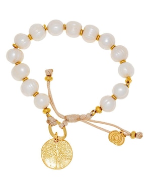 Pulsera Ablime Joyería Perlas Con Acabado Baño De Oro