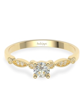 Anillo De Compromiso Amelie Joyas 14 K De Oro Zirconia