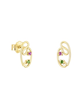 Aretes De Ovalada Tous Tsuri De Oro 18 K Amatista