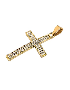 Dije de cruz Crixus Joyeria de oro amarillo 10 K zirconia