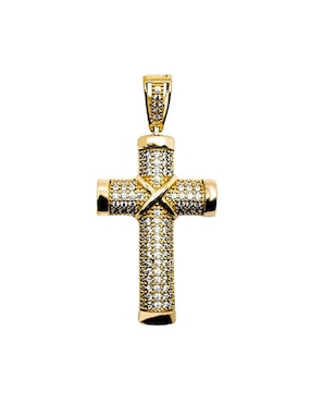 Dije De Cruz Crixus Joyeria De Oro Amarillo 10 K Zirconia