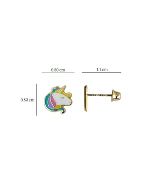 Broqueles de unicornio Punto Metálico de oro con acabado brillante