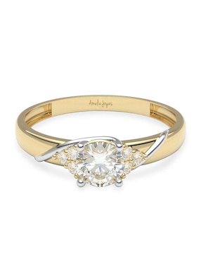 Anillo De Compromiso De Oro 14 K Amelie Joyas Zirconia