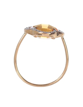 Anillo de trébol Morganne Bello Victoria 18 k de oro amarillo citrina y diamante brillante