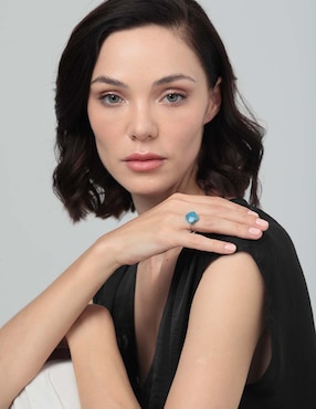 Anillo de trébol Morganne Bello 18 k de oro blanco cuarzo brillante