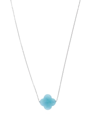 Collar de trébol Morganne Bello de oro blanco 18 K