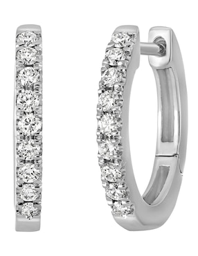 Aretes redondos Bony Levy de oro blanco con acabado pavé diamante