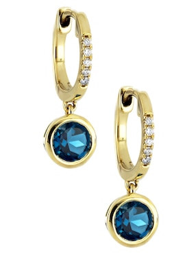 Aretes redondos Bony Levy de oro con acabado brillante ónix