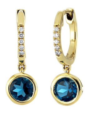 Aretes redondos Bony Levy de oro con acabado brillante ónix