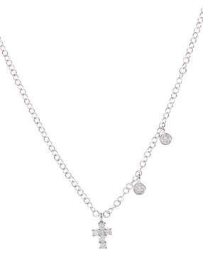 Colgante de cruz Meira T de oro blanco 14 K