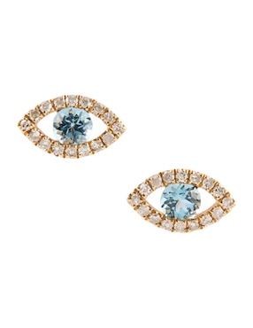 Broquel de ojo Meira T de oro 14 K con acabado pavé topacio y diamante