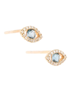Broquel de ojo Meira T de oro 14 K con acabado pavé topacio y diamante