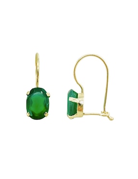Aretes de óvalo Mancini de oro amarillo 10 K con acabado liso ágata