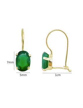 Aretes de óvalo Mancini de oro amarillo 10 K con acabado liso ágata