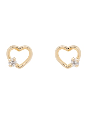 Broqueles De Corazón Ttvarios De Oro 14 K Zirconia