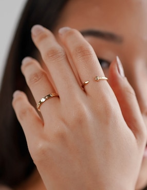 Anillo Zoe Lev 14 k de oro diamante brillante