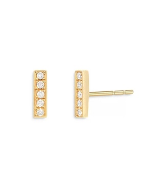 Broquel Rectangular Zoe Lev De Oro 14 K Diamante