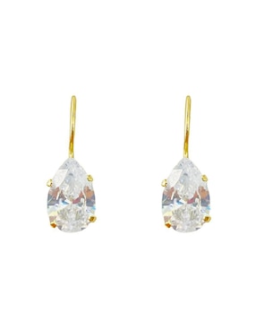 Aretes Largos De Gota Mancini De Oro Amarillo 10 K Zirconia