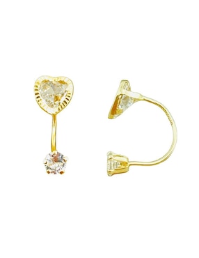 Piercing de corazón Mancini de oro amarillo 10 K con acabado brillante zirconia