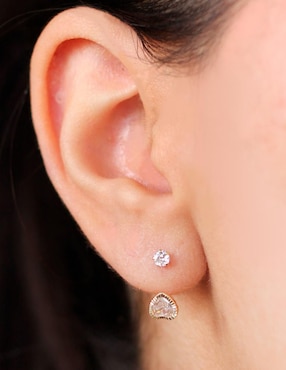 Piercing de corazón Mancini de oro amarillo 10 K con acabado brillante zirconia