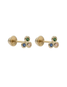 Broqueles Casal De Oro 14 K Zirconia