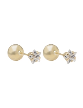 Broqueles De Esfera Casal De Oro 14 K Zirconia