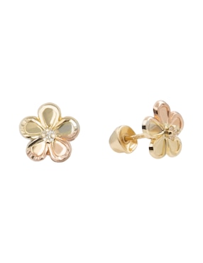 Broqueles De Flor Casal De Oro 14 K