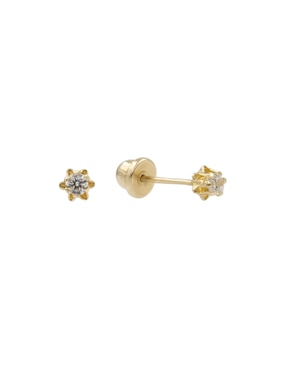 Broqueles Casal De Oro 14 K Zirconia