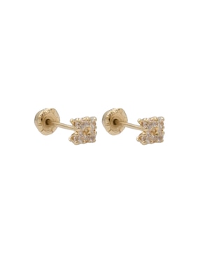 Broqueles cuadrados Casal de oro zirconia