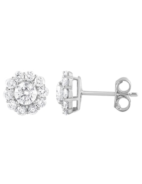 Aretes cortos de flor Ayla de oro 14 K con acabado pavé