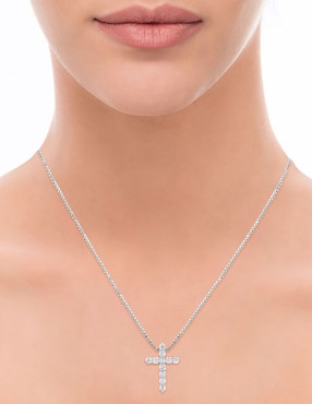 Collar con dije de cruz Ayla de oro 14 K