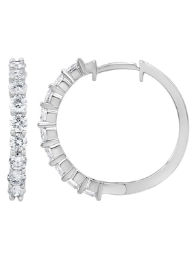 Arracada redonda Ayla de oro blanco 14 k diamante de laboratorio