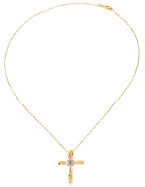 Collar de cruz Jayda de oro amarillo 14 K