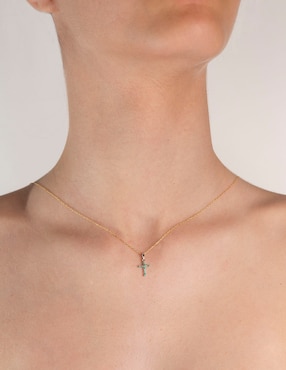Collar de cruz Jayda de oro amarillo 14 K