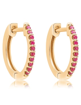 Aretes redondos Jayda de oro con acabado pavé rubí