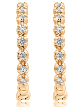 Aretes redondos Jayda de oro con acabado brillante diamante