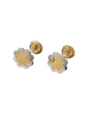 Broqueles de flor Giallo Exclusivos de oro con acabado espejo zirconia