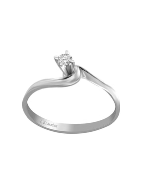 Solitario De Oro Blanco 14 K Klamore Diamante