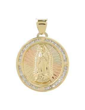 Medalla D Cadena Virgen De Guadalupe De Oro 14 K Circonita