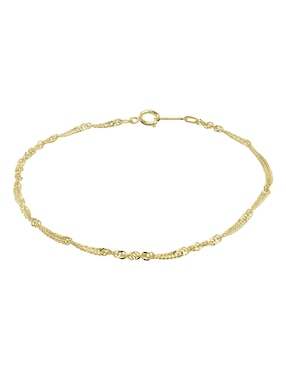 Pulsera D Cadena de oro 14 K con acabado brillante