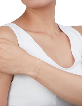 Pulsera D Cadena de oro 14 K con acabado brillante