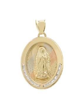 Medalla D Cadena Virgen De Guadalupe De Oro 14 K Circonita