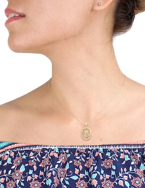 Medalla ovalada D Cadena virgen de guadalupe de oro 14 K