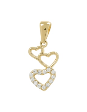 Dije De Corazón D Cadena De Oro 14 K Circonita