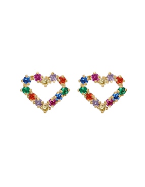 Broqueles de corazón Roca Dama de oro con acabado brillante zirconia