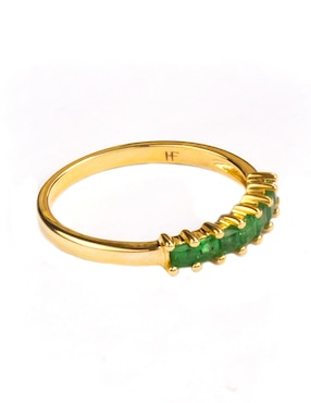 Anillo geométrico Ingrata Fortuna Helodia 14 k de oro amarillo esmeralda brillante