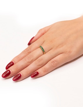 Anillo geométrico Ingrata Fortuna Helodia 14 k de oro amarillo esmeralda brillante