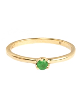 Anillo De Corona Ingrata Fortuna Acuario 14 K De Oro Amarillo Esmeralda