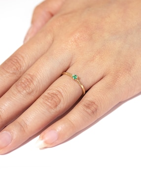 Anillo de corona Ingrata Fortuna Acuario 14 k de oro amarillo esmeralda brillante